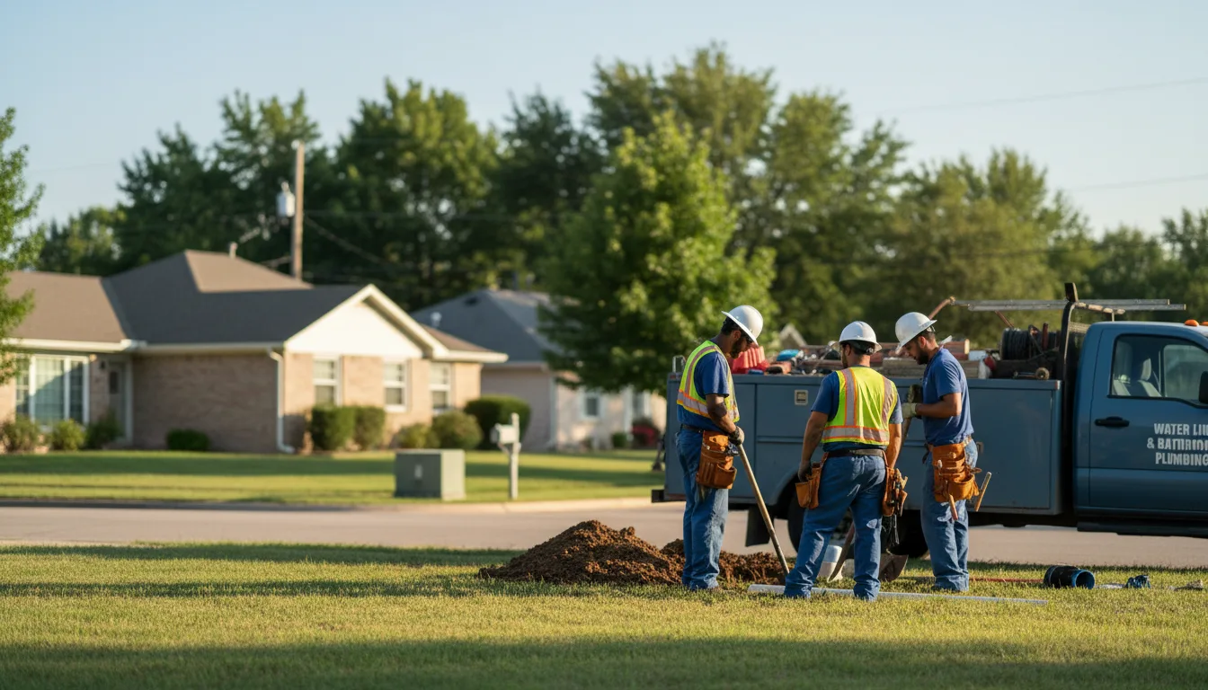 Residential water line and bathroom plumbing service in Poteau, OK
